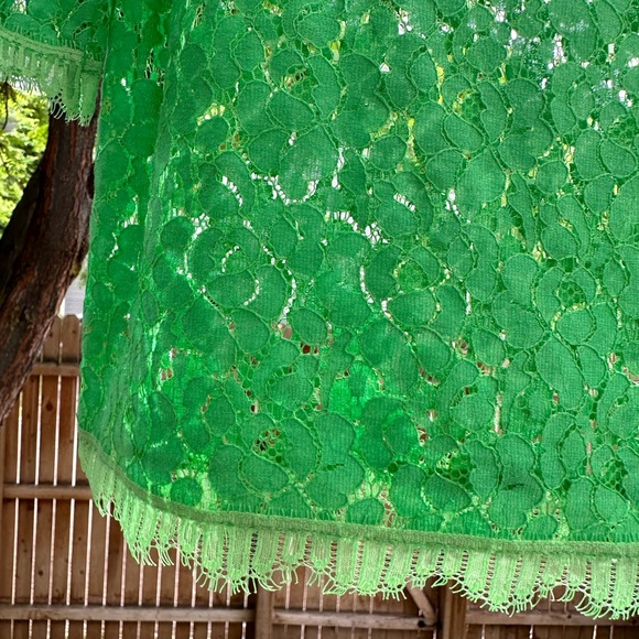 Anthropologie Weston Wear Green Lace Cropped 3/4 Sleeve Blouse Top Medium - Picture 9 of 15